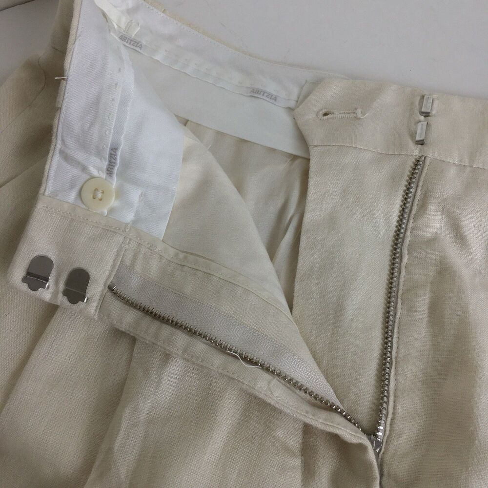 Aritzia The Effortless Pants Linen Cropped Sz 4 Natural Ecru - Picture 5 of 14